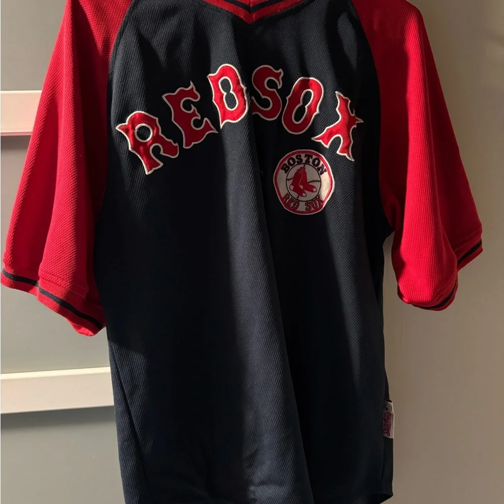 Red and Black Jersey with V-Neck - Picture 1 of 2